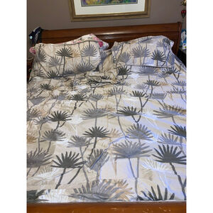 Carlingdale King Duvet Cover set Beige Gray Palm Leaf Print